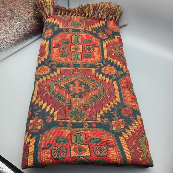 Exotic tableclothfabricTextile 56" x 70" red green orange geometric new